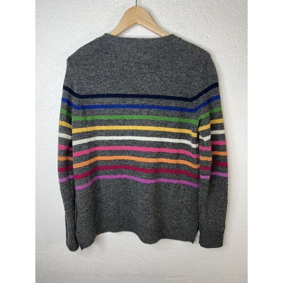 Woolovers Lambswool Multi Stripe RainbowPullover Sweater Size Small Crew neck Y1 - Picture 5 of 6